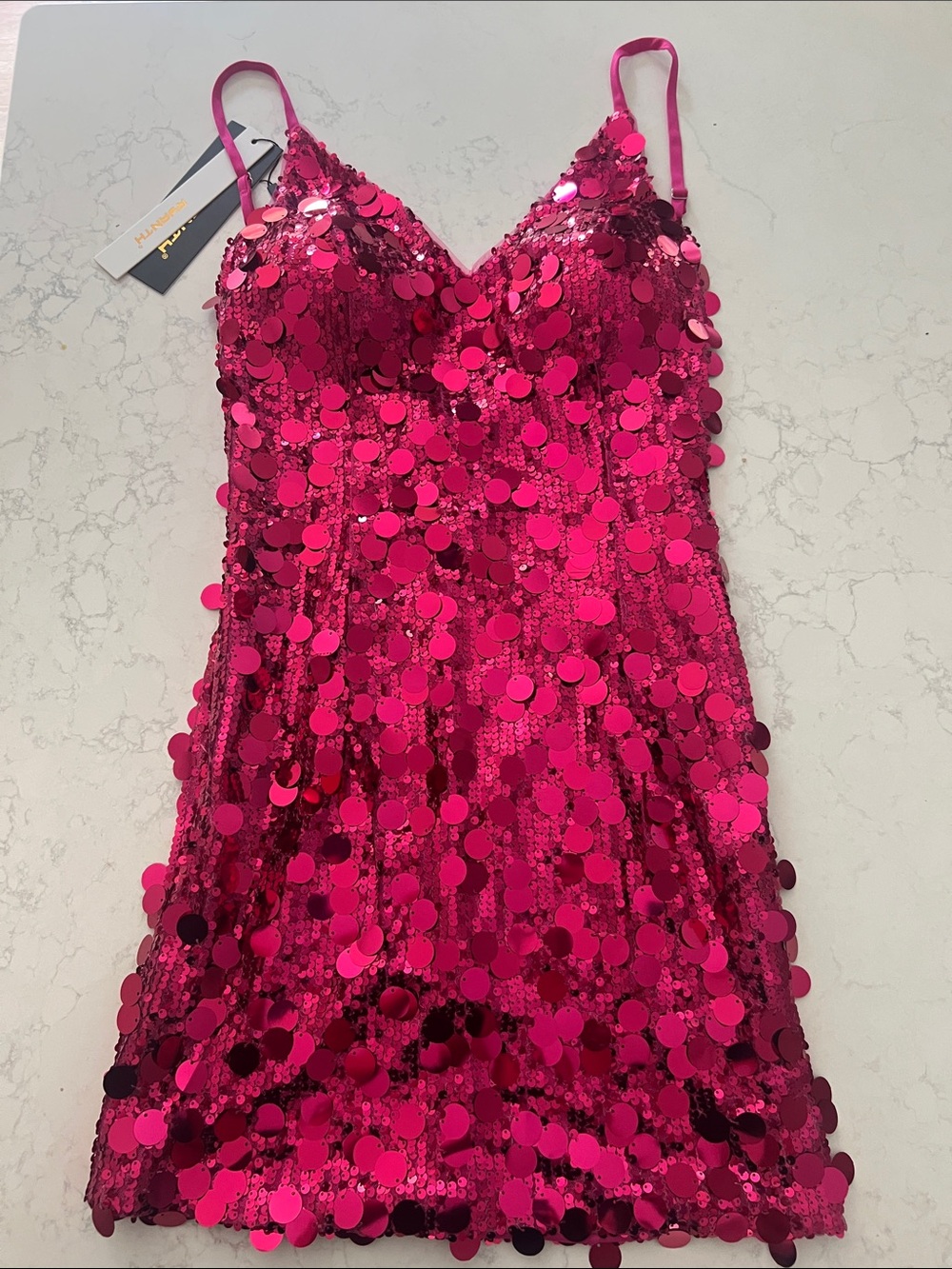 Hot Pink Sequin Slip Dress - Women